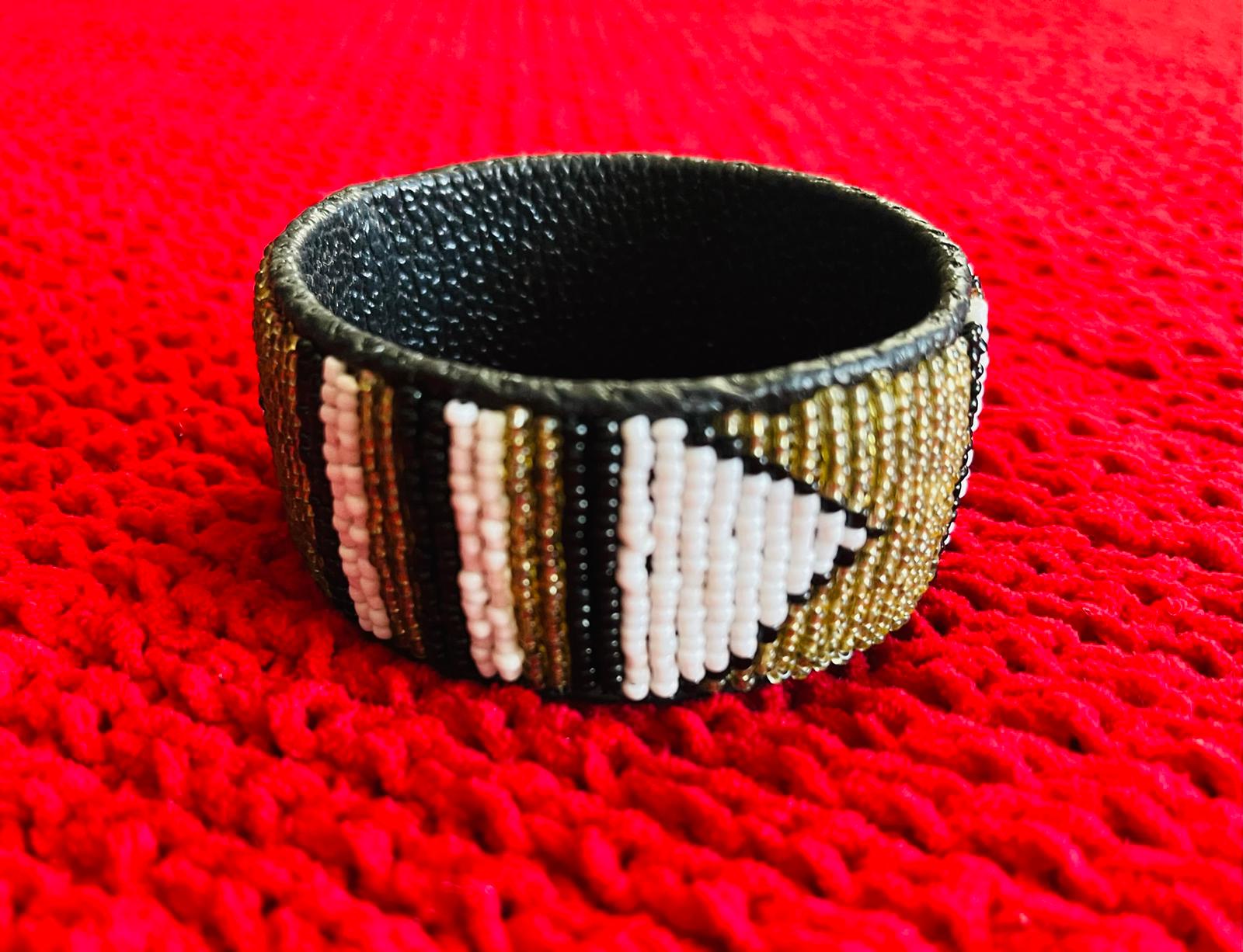 Beaded Leather Cuff Bracelet 2